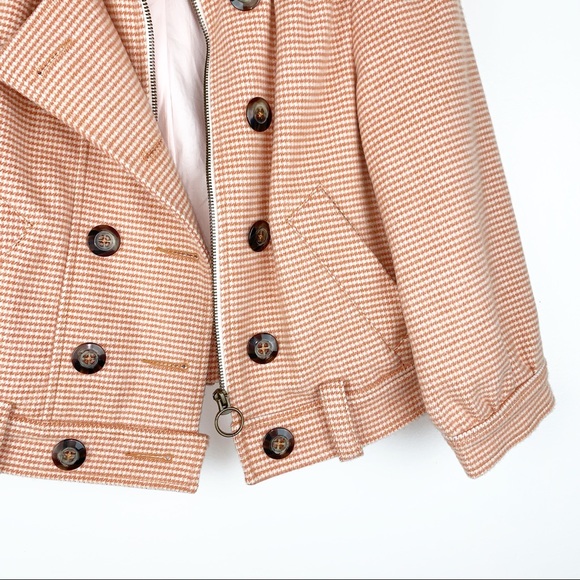 Anthropologie Idra Houndstooth Cropped Peacoat Jacket Sz 6 - Picture 6 of 12